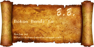 Bokse Benáta névjegykártya